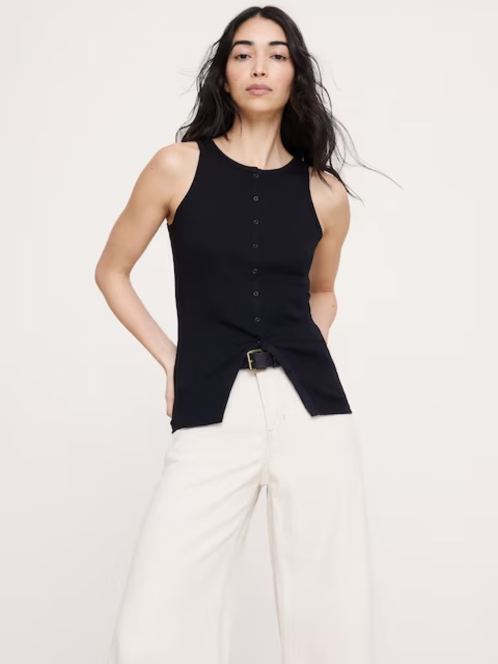 Airy Cotton Snap Front Tank